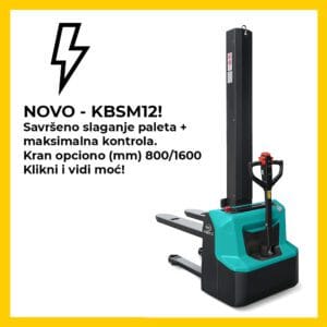 Staker Kbsm12 | Jović Viljuškari AMKBSM12 električni staker je kompaktan i praktičan staker sa mono kranom namenjen za manipulaciju paletama transport robe i niskopodizne poslove u skladištima